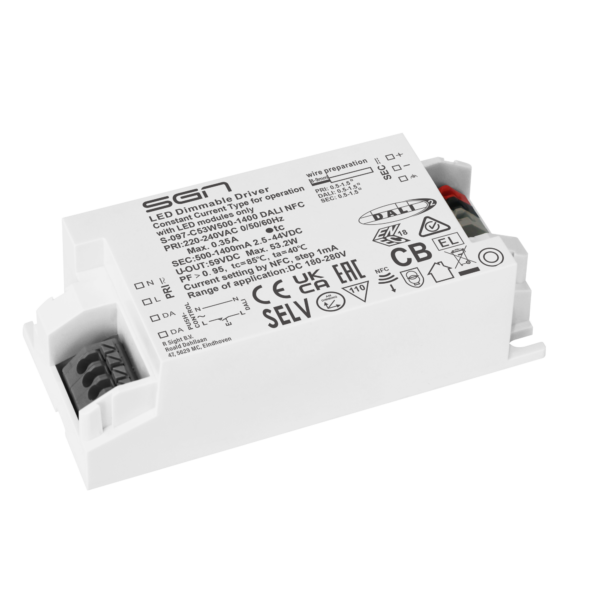 Constant Current Dimmable Driver DALI NFC 53w 500-1400ma - Imagen 3